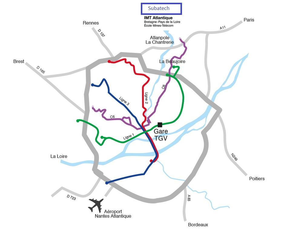 Accès Subatech map